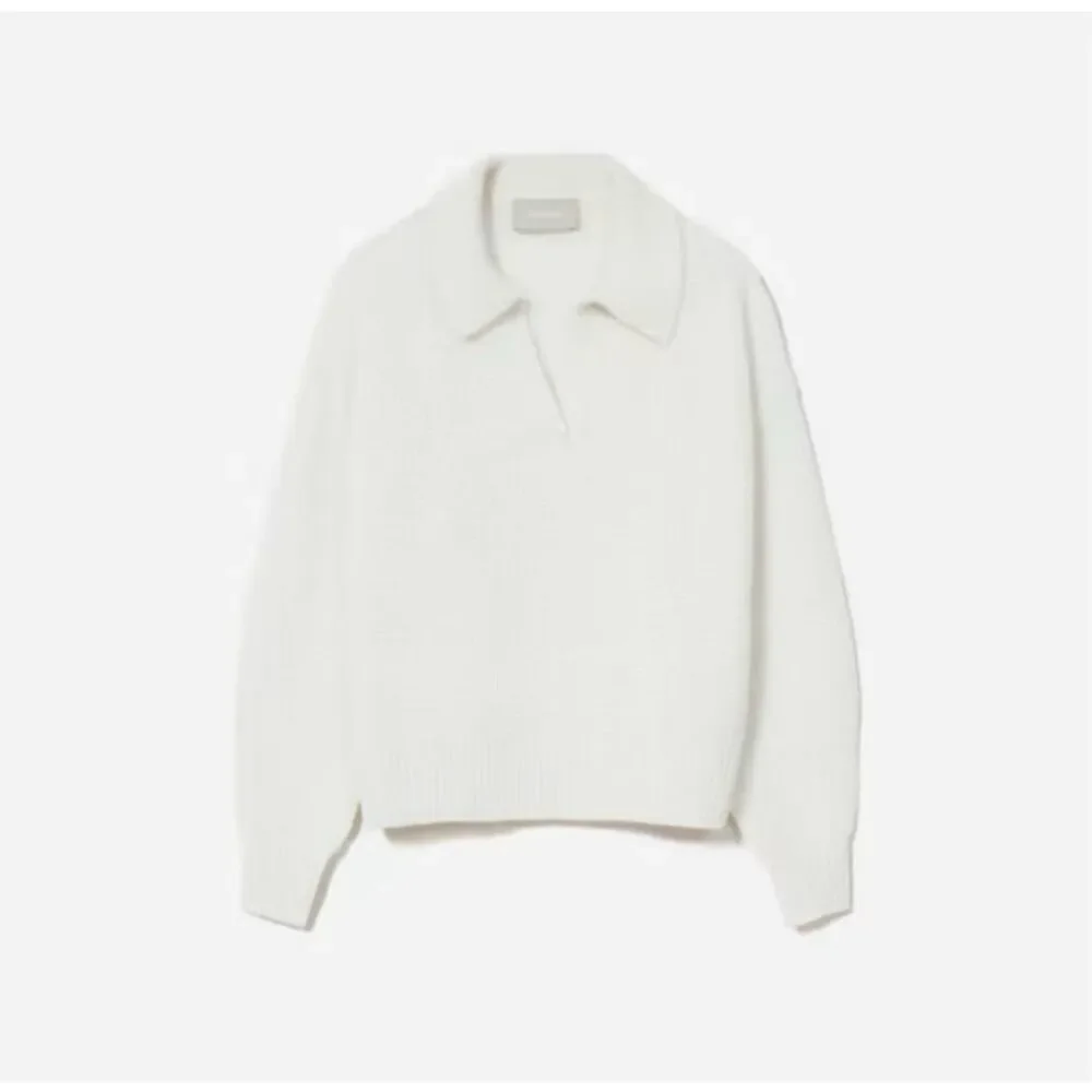 Everlane Alpaca Waffle-Stitch Polo Sweater Ivory Size XXS
